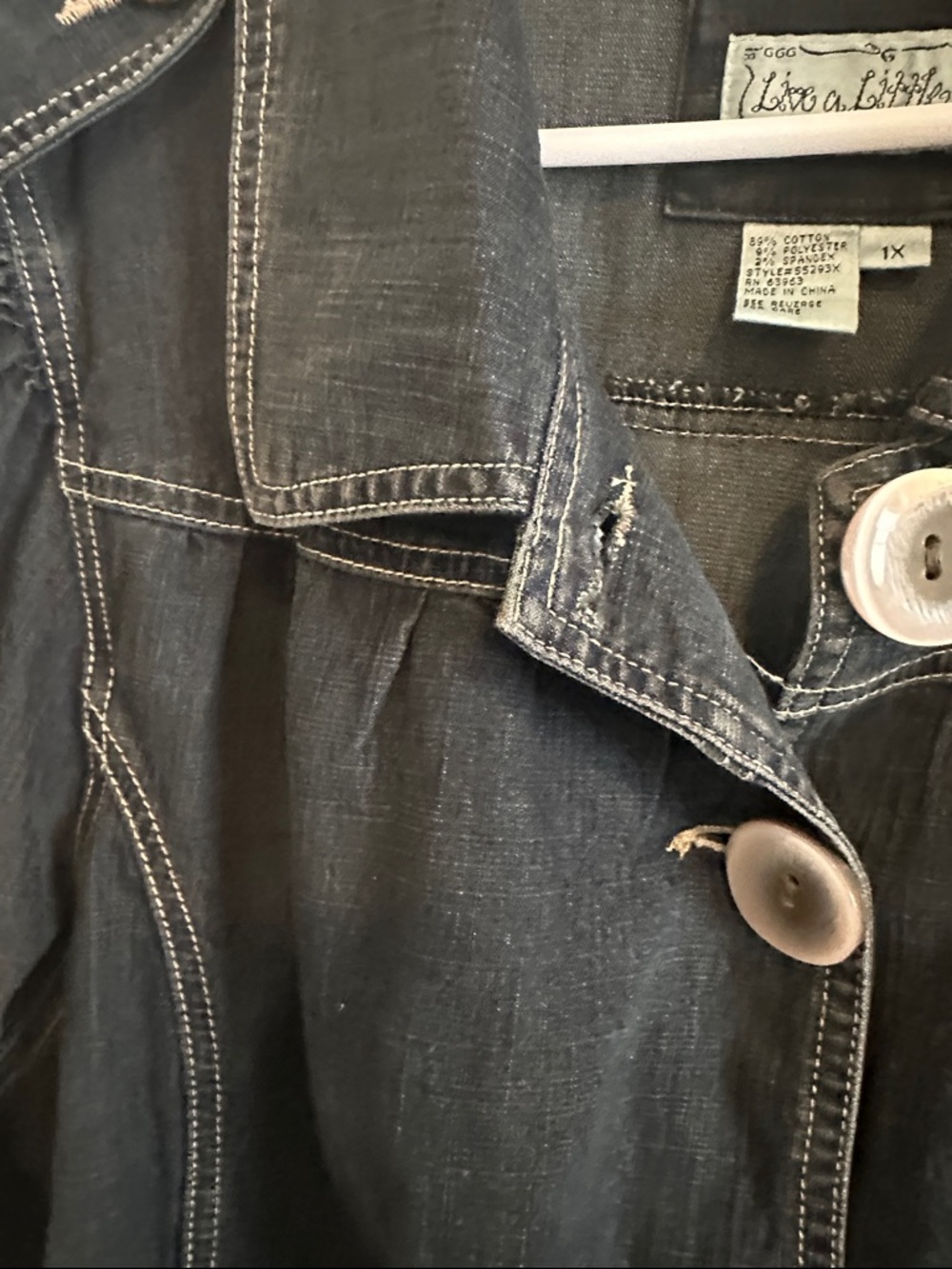 Live a Little Dark Blue Denim Jacket with Statement Buttons - Picture 3 of 7